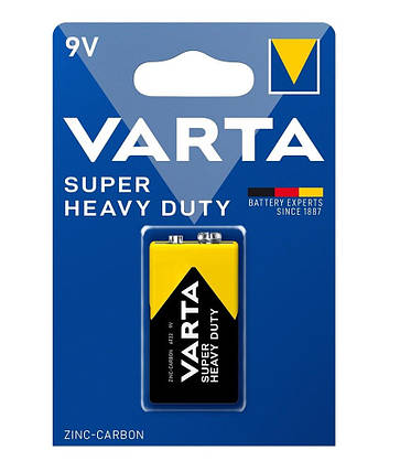 Батарейка VARTA Super Heavy Duty вугільно-цинкова 6F22 (6LR61, MN1604, MX1604 ,Крона) блістер, 1 шт., фото 1