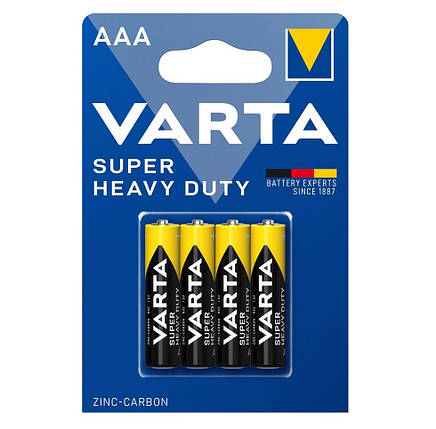 Батарейка VARTA Super Heavy Duty вугільно-цинкова AAA BLI 4 блістер, 4 шт., фото 1