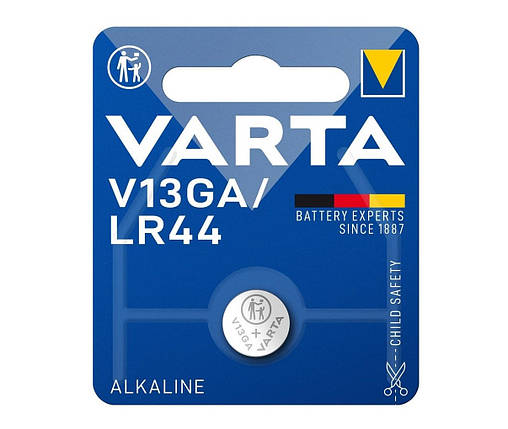 Батарейка VARTA лужна V13 GA (LR44, LR1154, AG13, А76) блістер, 1 шт., фото 1