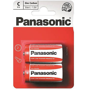 Батарейка Panasonic RED ZINC вугільно-цинкова C(R14) блістер, 2 шт., фото 1