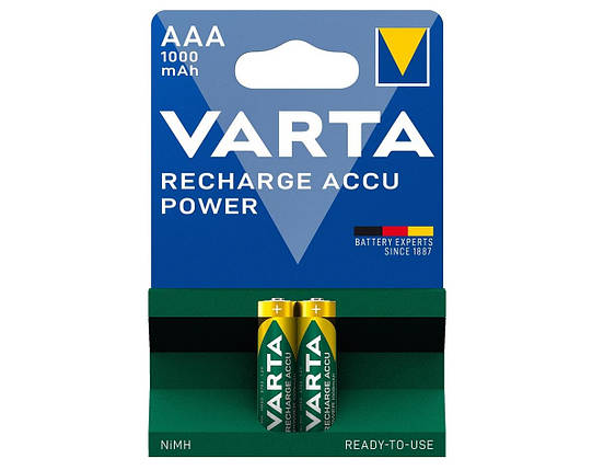 Акумулятор VARTA NI-MH Power AAA 1000 мАг, 2 шт., фото 1