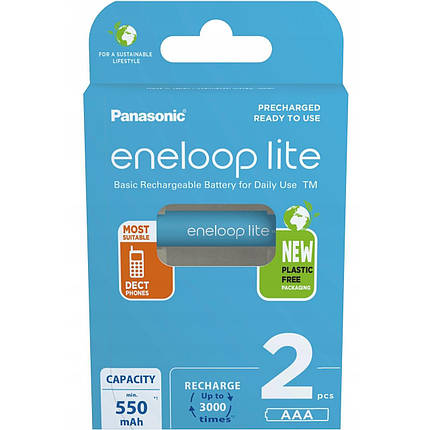 Акумулятор Panasonic Eneloop NI-MH Lite AAA 550 мАг, 2 шт., фото 1