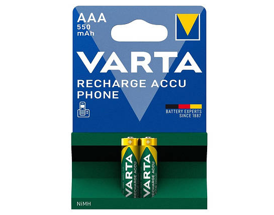 Акумулятор VARTA NI-MH Phone AAA 550 мАг, 2 шт., фото 1