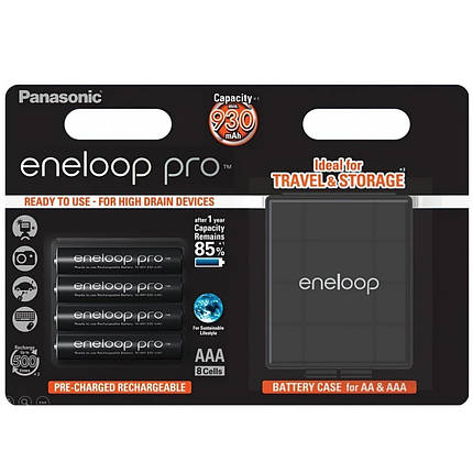Акумулятор Panasonic Eneloop NI-MH Pro AAA 930 4 шт, з кейсом для зберігання, фото 1