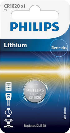 Батарейка Philips літієва CR1620 блістер, 1 шт, фото 1