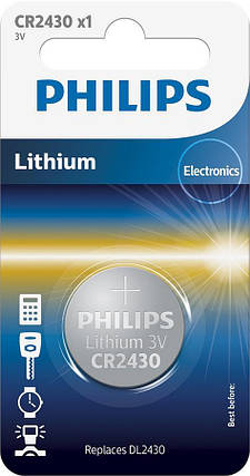 Батарейка Philips літієва CR2430 блістер, 1 шт, фото 1