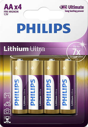 Батарейка Philips Lithium Ultra літієва AA блістер, 4 шт, фото 1