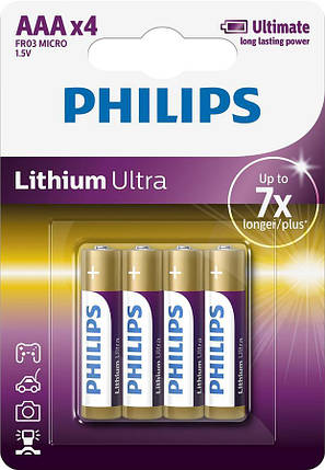 Батарейка Philips Lithium Ultra AAA літієва блістер, 4 шт, фото 1