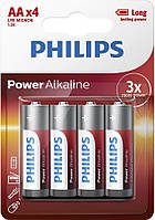 Батарейка Philips Power Alkaline AA щелочная блистер, 4 шт
