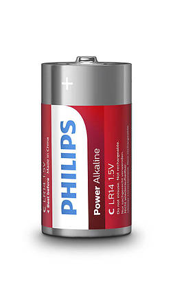 Батарейка Philips Power Alkaline лужна C(LR14) блістер, 2 шт, фото 3