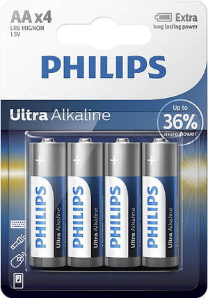 Батарейка Philips Ultra Alkaline лужна AA блістер, 4 шт, фото 1