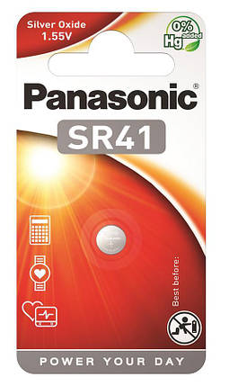 Батарейка Panasonic срібло-цинкова SR41(392, V392, D392) блістер, 1 шт., фото 1