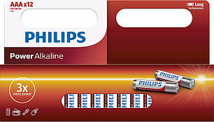 Батарейка Philips Power Alkaline AAA лужна блістер, 12 шт, фото 1