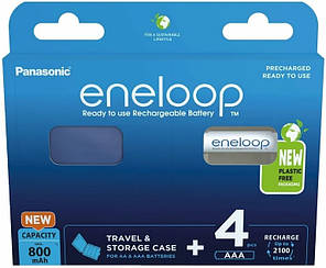 Акумулятор Panasonic Eneloop NI-MH AAA 800 мАг, 4 шт, з кейсом для зберігання, фото 1