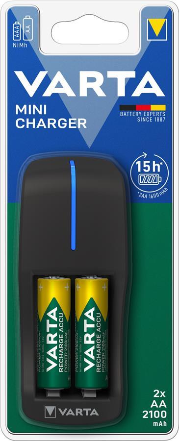 Зарядний пристрій VARTA Mini Charger + Акумулятор NI-MH AA 2100 мАг, 2 шт.