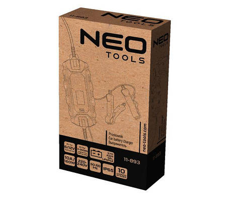 Зарядний пристрій Neo Tools, 10А/160Вт, 3-200Аг, для STD/AGM/GEL/LiFePO4 акумуляторів, фото 3