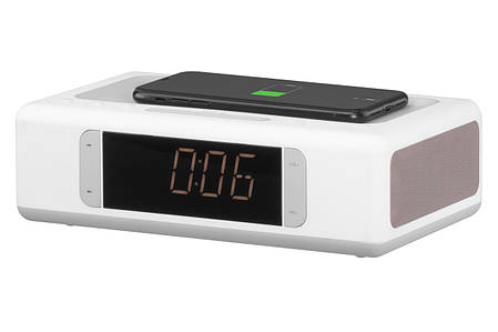 Акустична док-станція 2E SmartClock Wireless Charging, Alarm Clock, Bluetooth, FM, USB, AUX White, фото 1