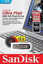 Накопичувач SanDisk   64GB USB 3.0 Type-A Flair R150MB/s, фото 4