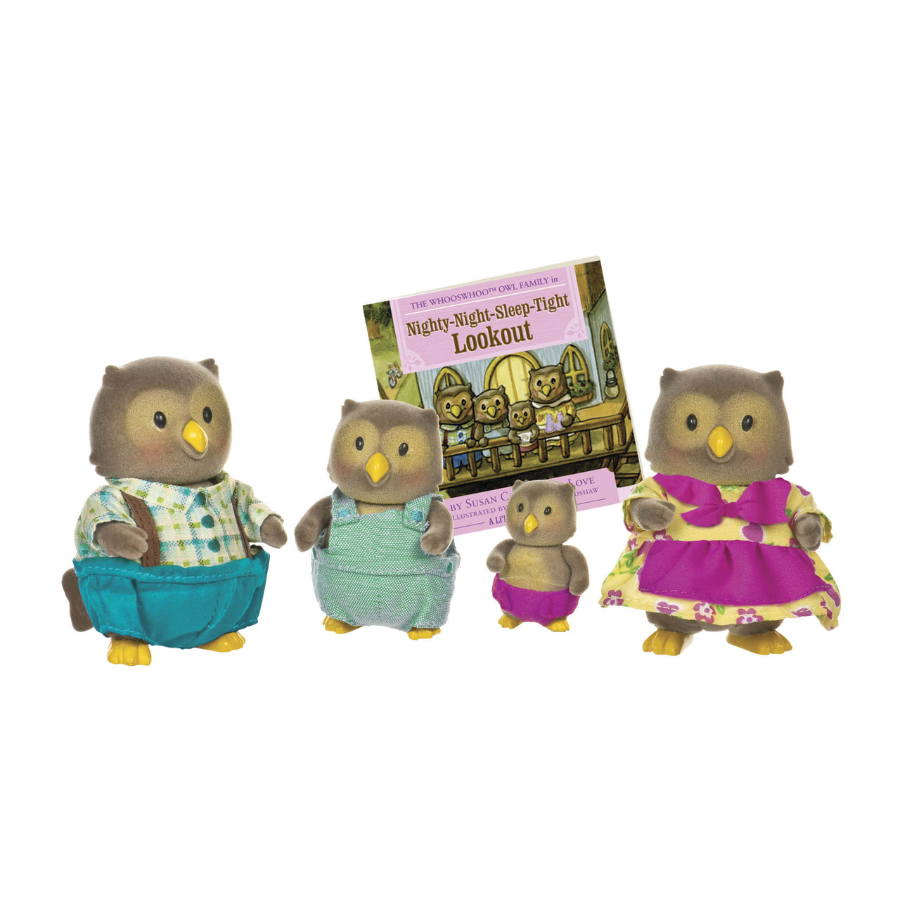 Набір фігурок Li’l Woodzeez — Сім’я Сов, 4 шт., з книжкою англійською мовою
