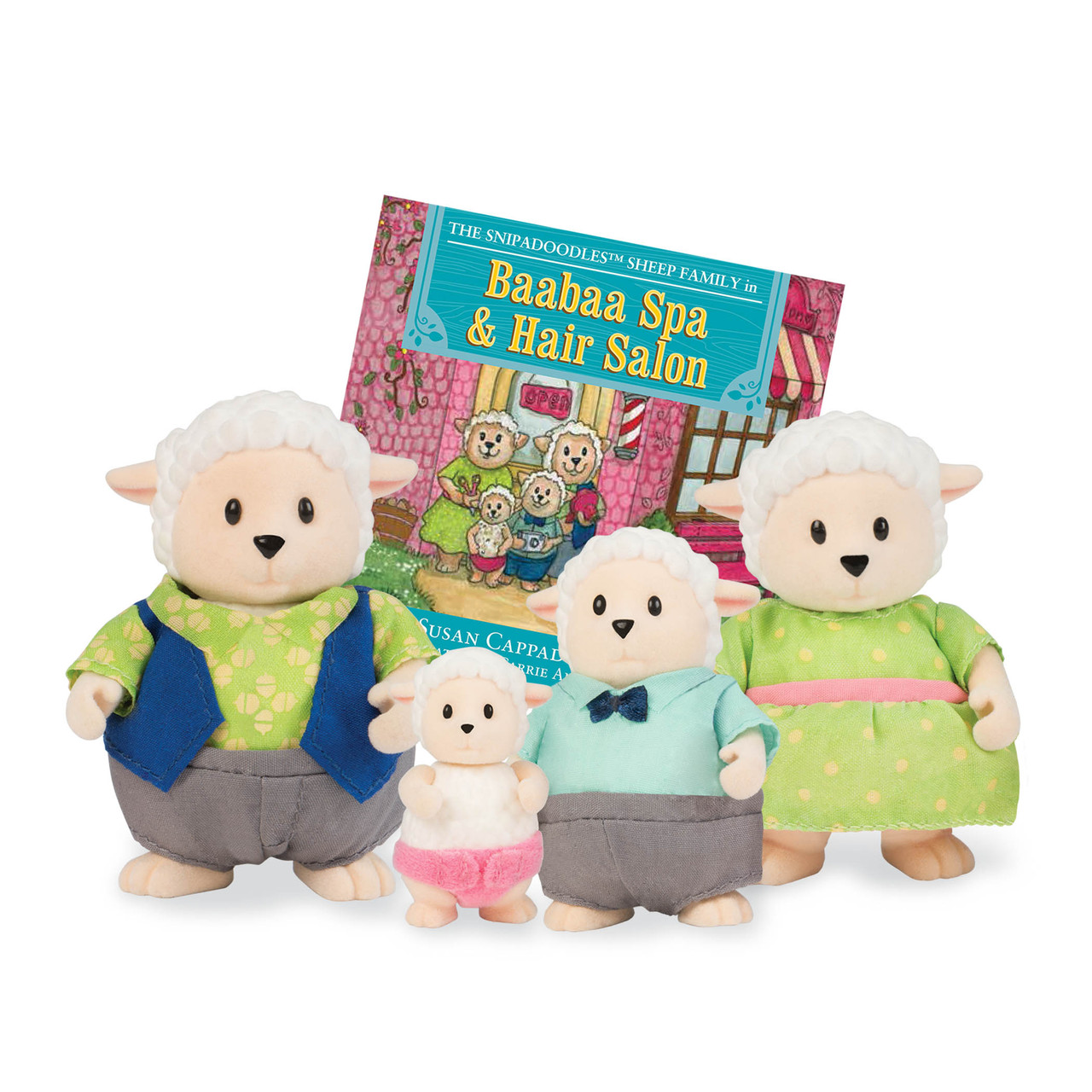 Набір фігурок Li’l Woodzeez — Сім’я Овець, 4 шт., з книжкою англійською мовою