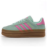 Женские кроссовки Adidas Gazelle Bold Pulse Platform Mint Pink, замшевые кроссовки адидас газели газель болд