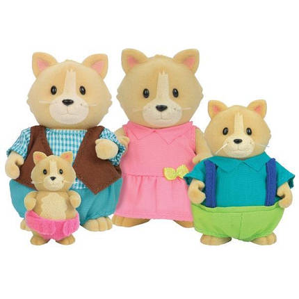 Набір фігурок Li’l Woodzeez — Сім’я Котиків, 4 шт., з книжкою англійською мовою, фото 1