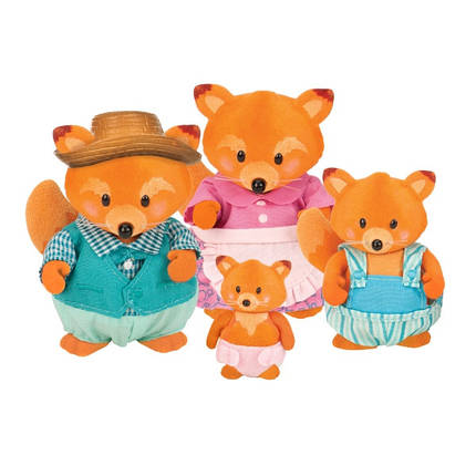 Набір фігурок Li’l Woodzeez — Сім’я Лисичок, 4 шт., книжка EN (6483), фото 1