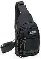 Мужская сумка через плечо, слинг мужская нагрудная сумка черная текстильная Lanpad