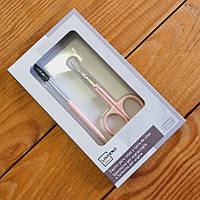 Маникюрные ножницы + кисть для бровей Livarno, цвет: розовый