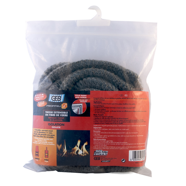 Джгут вогнетривкий GEB SAS (11 мм / 5 метрів) для печей і топок (Франція) 832691/832690, фото 1