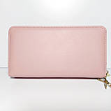 Гаманець жіночий на дві блискавки стьобаний колір пудра 3226, фото 2