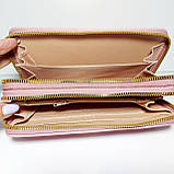 Гаманець жіночий на дві блискавки стьобаний колір пудра 3226, фото 6