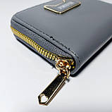 Гаманець маленький на блискавці сірий із декором кот 09, фото 4