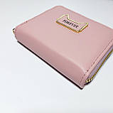 Гаманець маленький на блискавці пудровий із декором кот 09, фото 3