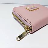 Гаманець маленький на блискавці пудровий із декором кот 09, фото 4