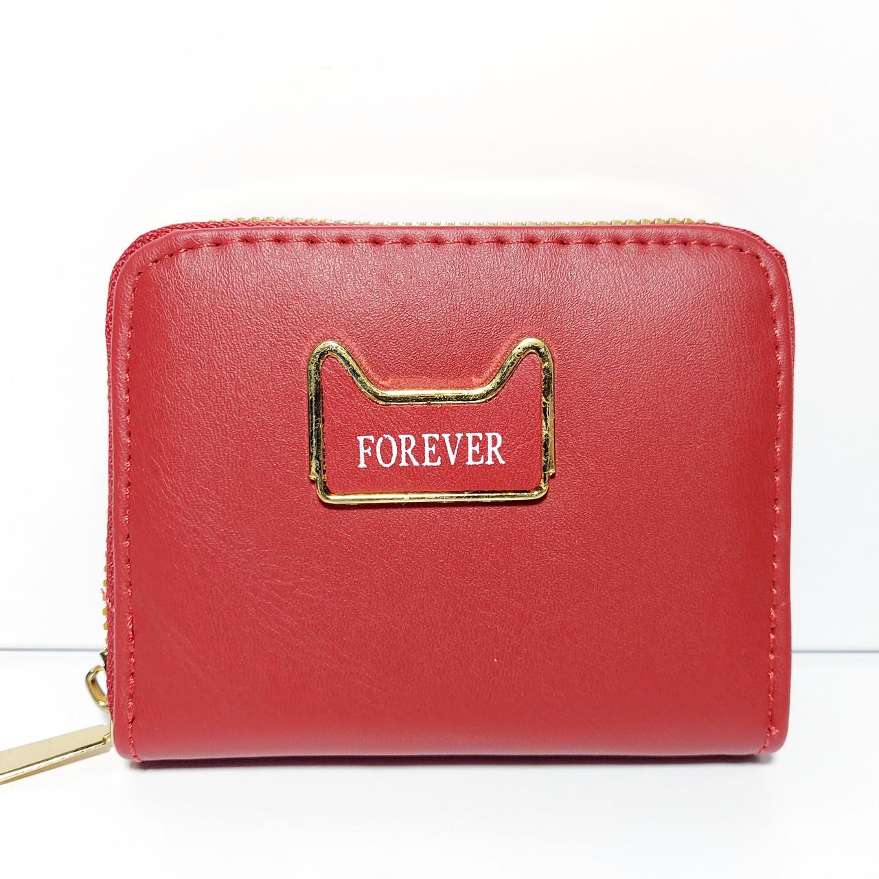 Гаманець маленький на блискавці червоний шкірозамінник 09, фото 1