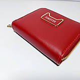 Гаманець маленький на блискавці червоний шкірозамінник 09, фото 3