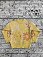 Дитячий светр альпака Зайчик для дівчинки розмір 5-9 років, колір під час замовлення уточнюйте