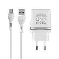 Зарядное устройство Hoco C12Q, 1USB, QC3.0, белый (micro)