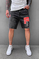 Чоловічі джинсові шорти чорні принт Бандана на літо короткі Бриджі джинс повсякденні (G)