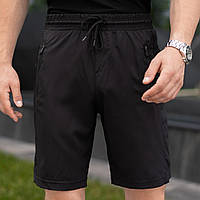 Мужские шорты из ткани софт повседневные прямые черные на лето (G)