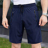 Мужские шорты из ткани софт повседневные прямые синие на лето (G)
