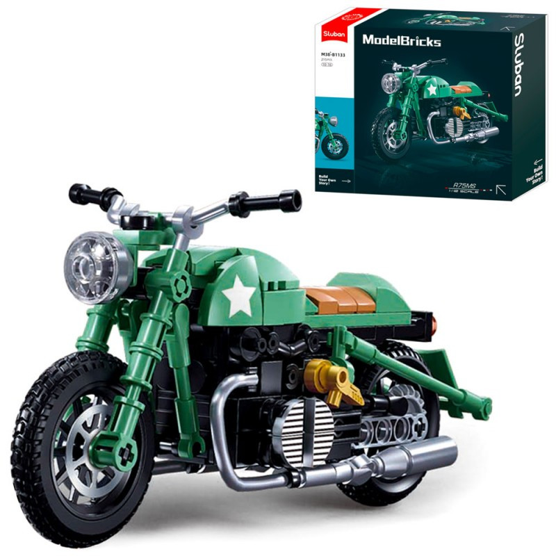 Конструктор SLUBAN M38-B1133 "Model Bricks": Мотоцикл, 16см, 1:12, 215 деталей, фото 1