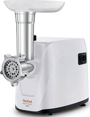 М'ясорубка Tefal, 1600Вт, чаша-1.9л, 3 решітки + для ковбас., 2 терки, насадка для томатів, пластик, білий, фото 1