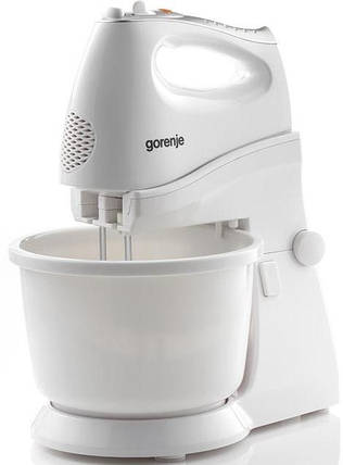 Міксер Gorenje стціонарний, 450Вт, насадки -4, чаша -пластик, 2л , білий, фото 1
