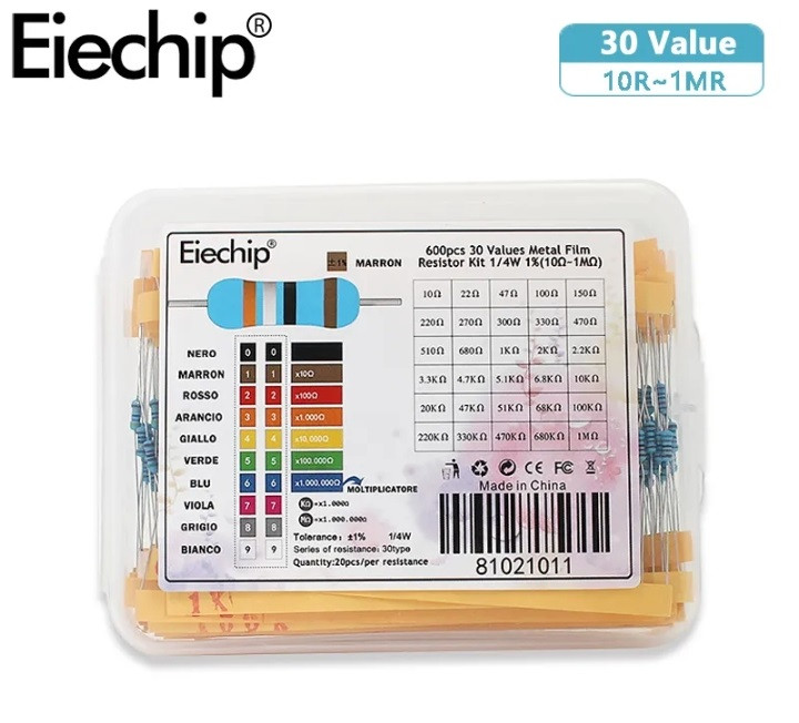 Набір резисторів Eiechip 600 шт. від 10Ом до 1МОм (±1%) 1/4W