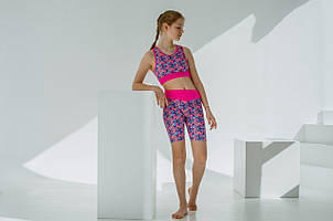 Комплект топ та велосипедки для фітнесу дитячі спортивні для дівчинки з біфлексу Аманда р.26-44