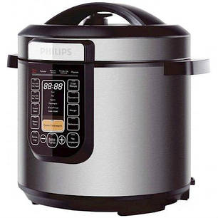 Мультиварка-скороварка PHILIPS Viva Collection, 1000Вт, чаша-6л, кнопкове керування, пластик/метал, чорний-метал, фото 3