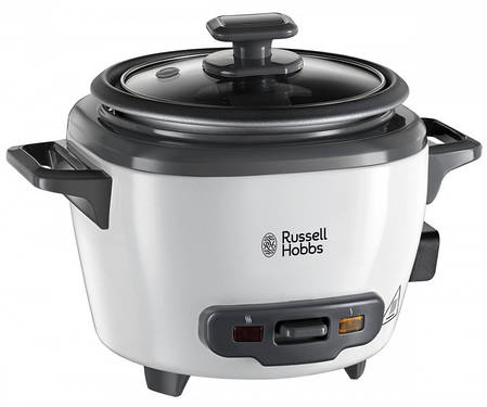 Рисоварка Russell Hobbs, 200Вт, чаша-0,7л, механічне керування, знімна кришка, нерж. сталь, чорно-біла, фото 1