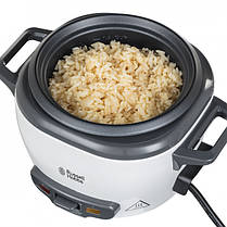 Рисоварка Russell Hobbs, 200Вт, чаша-0,7л, механічне керування, знімна кришка, нерж. сталь, чорно-біла, фото 3